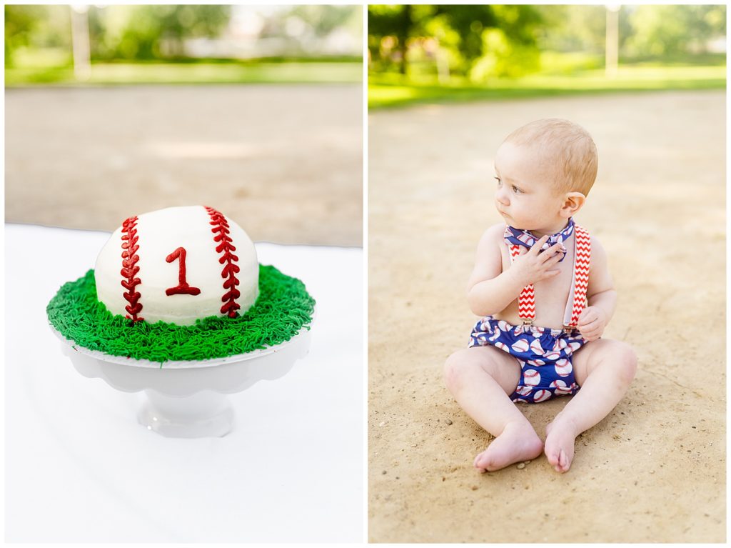 cincinnati baseball first birthday cake smash