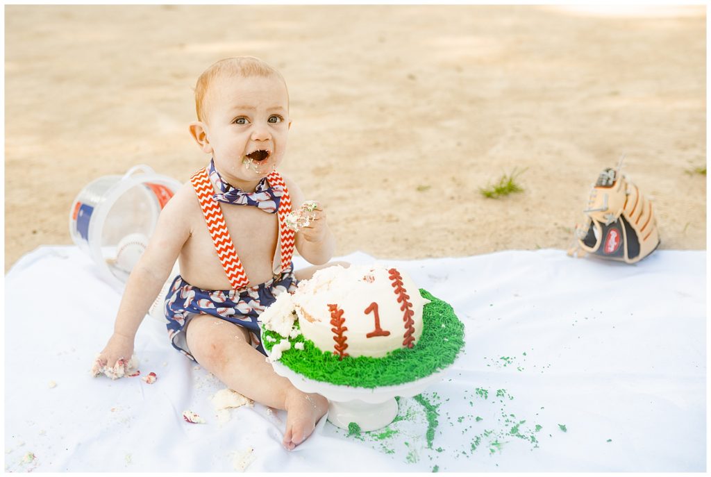 baseball cake smash for baby's first birthday